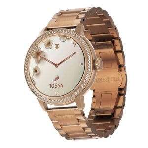 Titan Valerie 1.19" AMOLED Studded Stainless Steel Smart Watch for Women Latest, Next-Gen Chipset, Functional Crown, SOS & BT Calling, Women Wellness Suite, BP & Skin Temp Monitor, (Rose Gold)