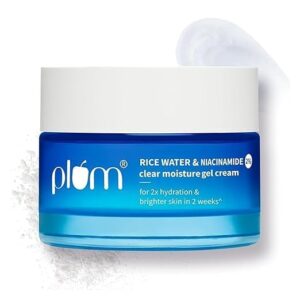Plum 2% Niacinamide & Rice Water Superlight Gel Cream Winter Moisturizer for Face | 2X Oil-Free Hydration | Brightens, Fades Blemishes | Dermat-Tested | All Skin Types | Women & Men | 100% Vegan | 25 g